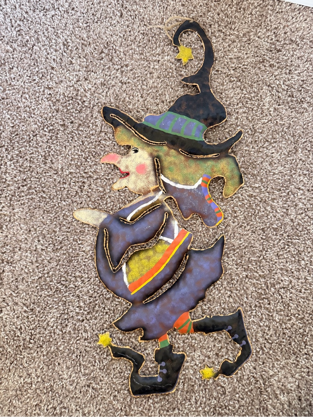 Purple Metal Witch Wall Art Holiday Decor - the great indoors